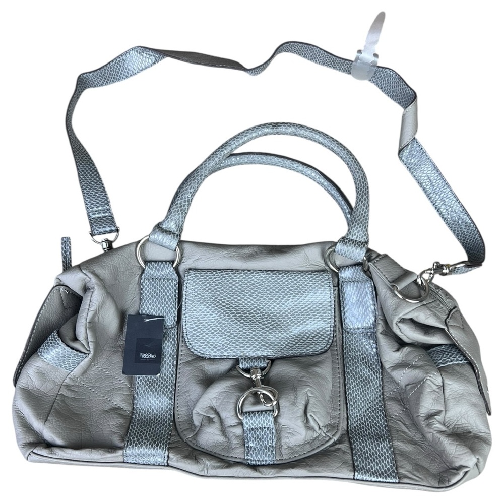 NWT Mossimo Supply Travel Satchel Bag Grey/Beige  w/ Shoulder Strap & Handles